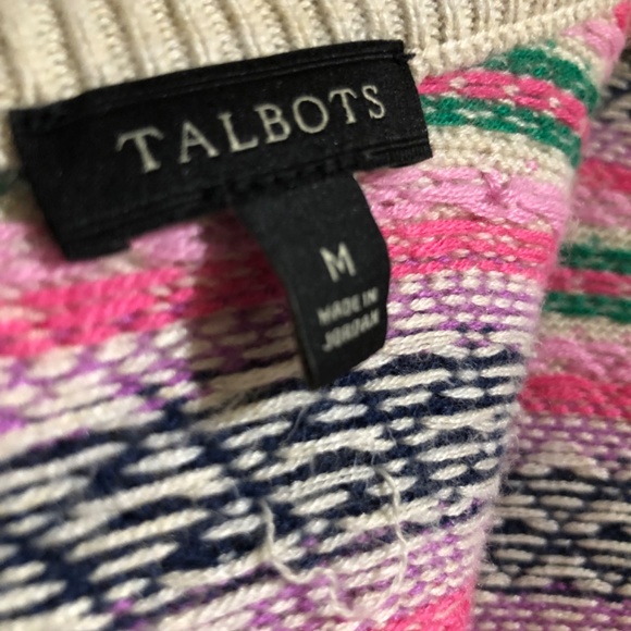 Fair Isle Cardigan Pink, Cream, Lavender Full Zip M Talbots - Picture 3 of 5